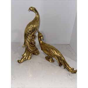 Vintage Syroco Hollywood Regency Style Golden Pheasant Pair Statues SALE!